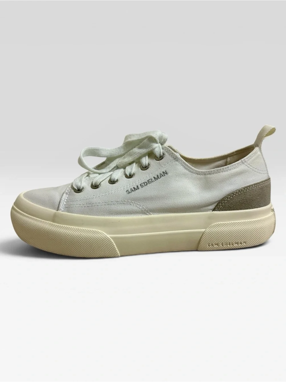 Sam Edelman Women’s Platform Canvas Sneakers White Size 6.5 Lace Up Casual